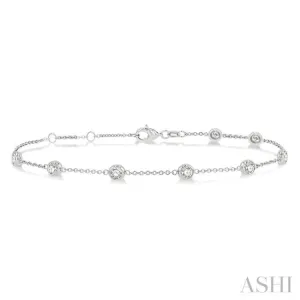 1 ctw Round Cut Diamond Circular Mount Station Bracelet in 14K White Gold