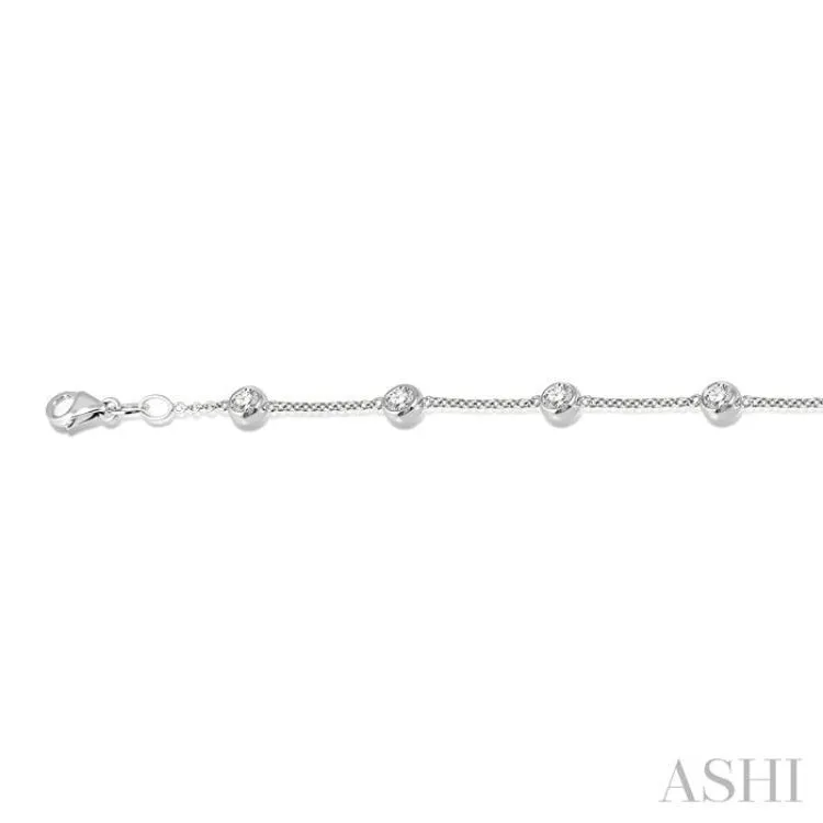 1 ctw Round Cut Diamond Circular Mount Station Bracelet in 14K White Gold