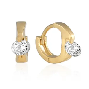 10 mm_ Cubic Zirconia Huggie Hinge Earring 14K Gold Plated