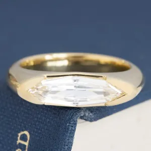 1.04ct Marquise Step Cut Diamond Half-Bezel Ring, GIA