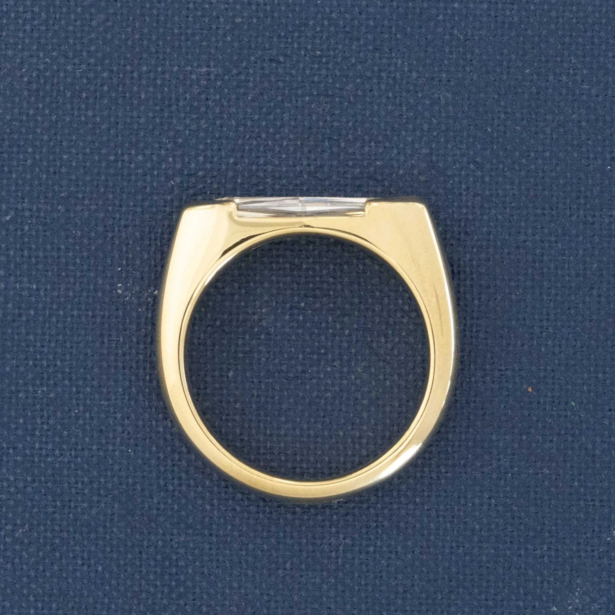 1.04ct Marquise Step Cut Diamond Half-Bezel Ring, GIA