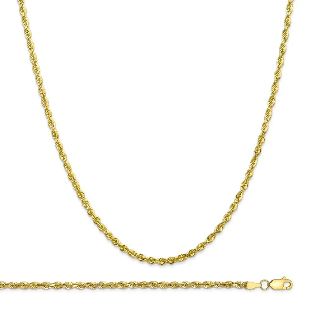 10k 2.75mm D/C Extra-Lite Rope Chain 8 and 20 in Set
