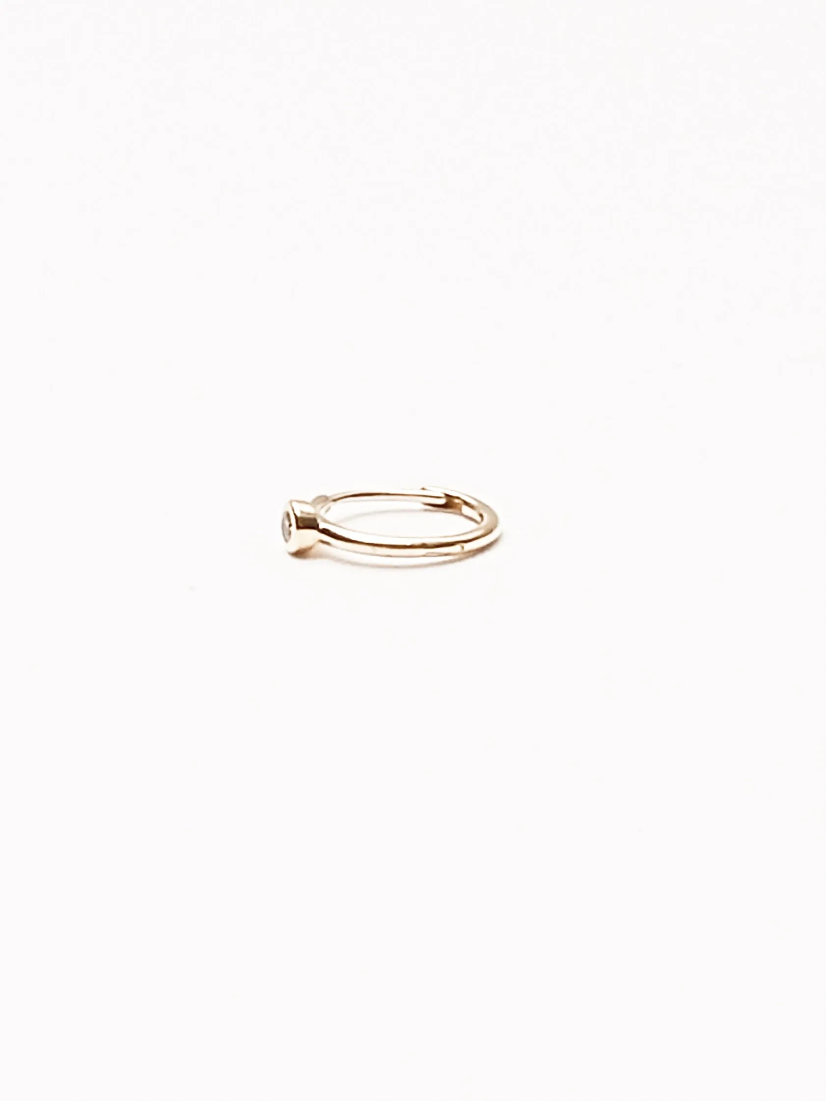 10K Mini Gold Bezel Diamond Hinge Hoop