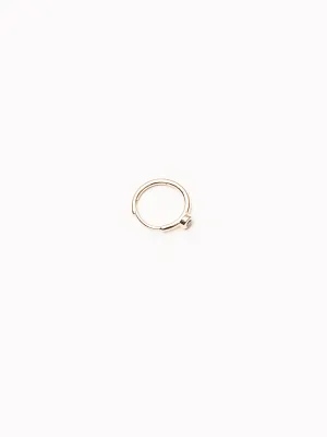 10K Mini Gold Bezel Diamond Hinge Hoop