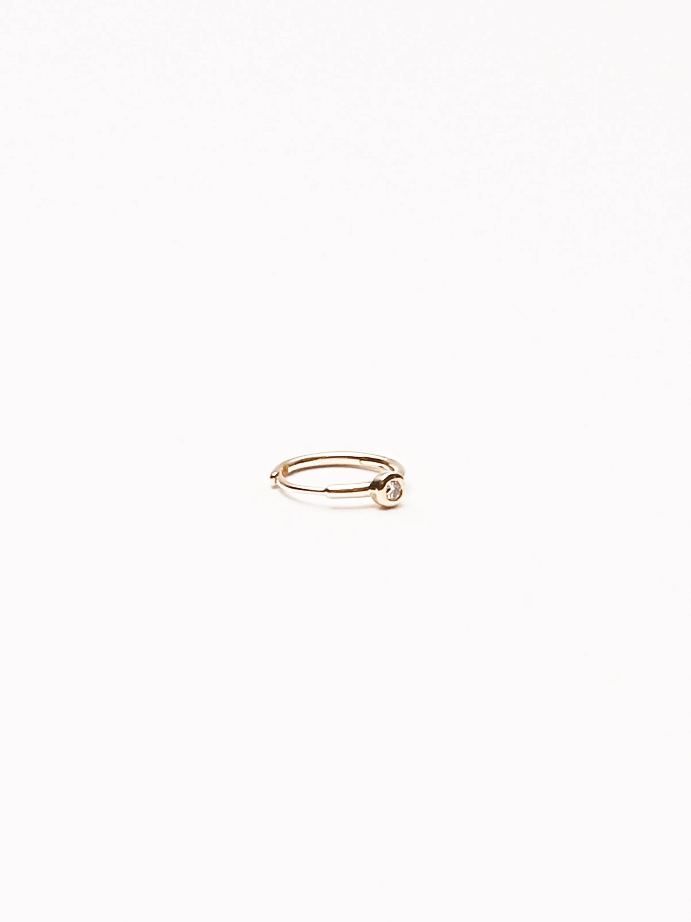 10K Mini Gold Bezel Diamond Hinge Hoop