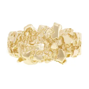 10k Yellow Gold Solid Chunky Nugget Ring 12mm Sizes 7 - 12