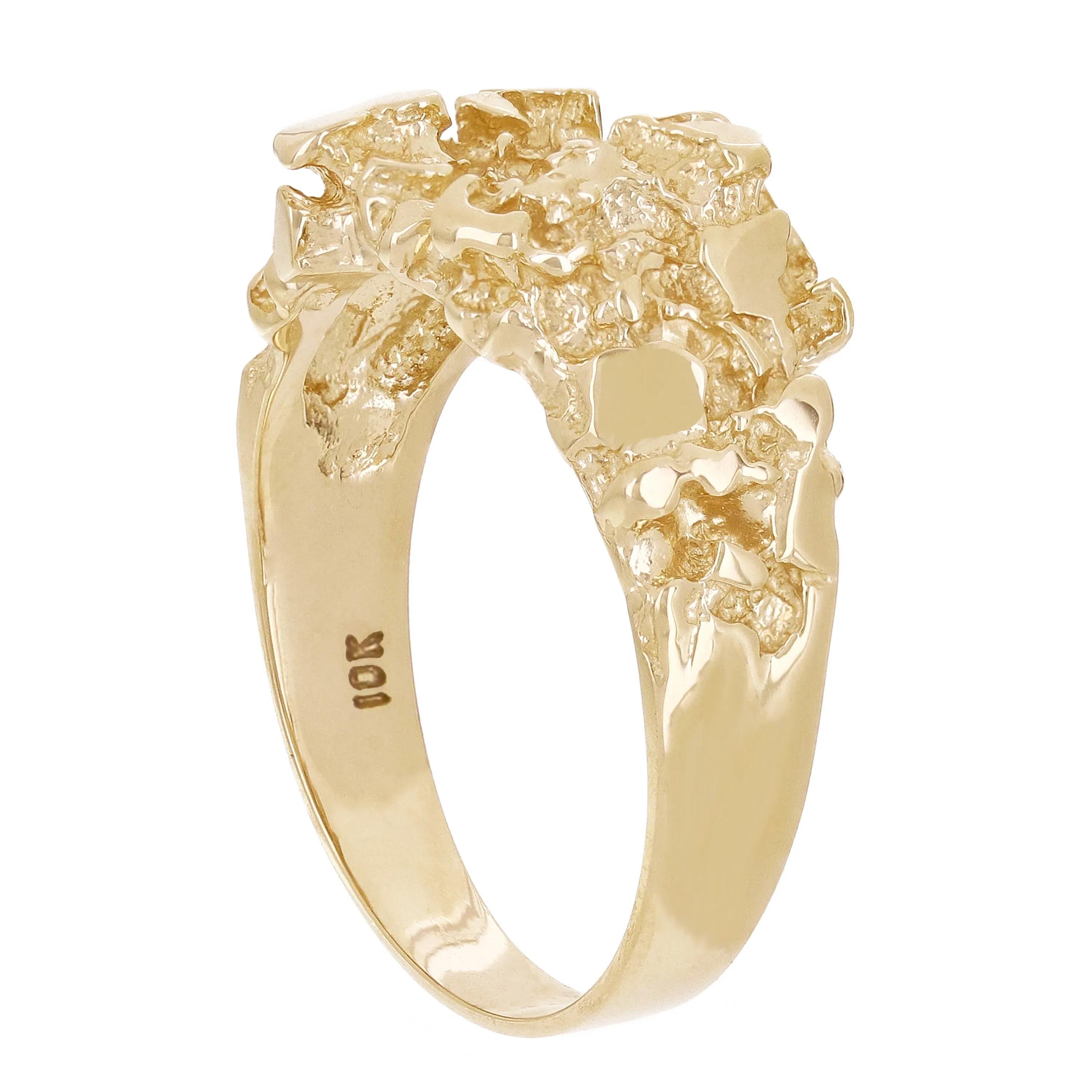 10k Yellow Gold Solid Chunky Nugget Ring 12mm Sizes 7 - 12