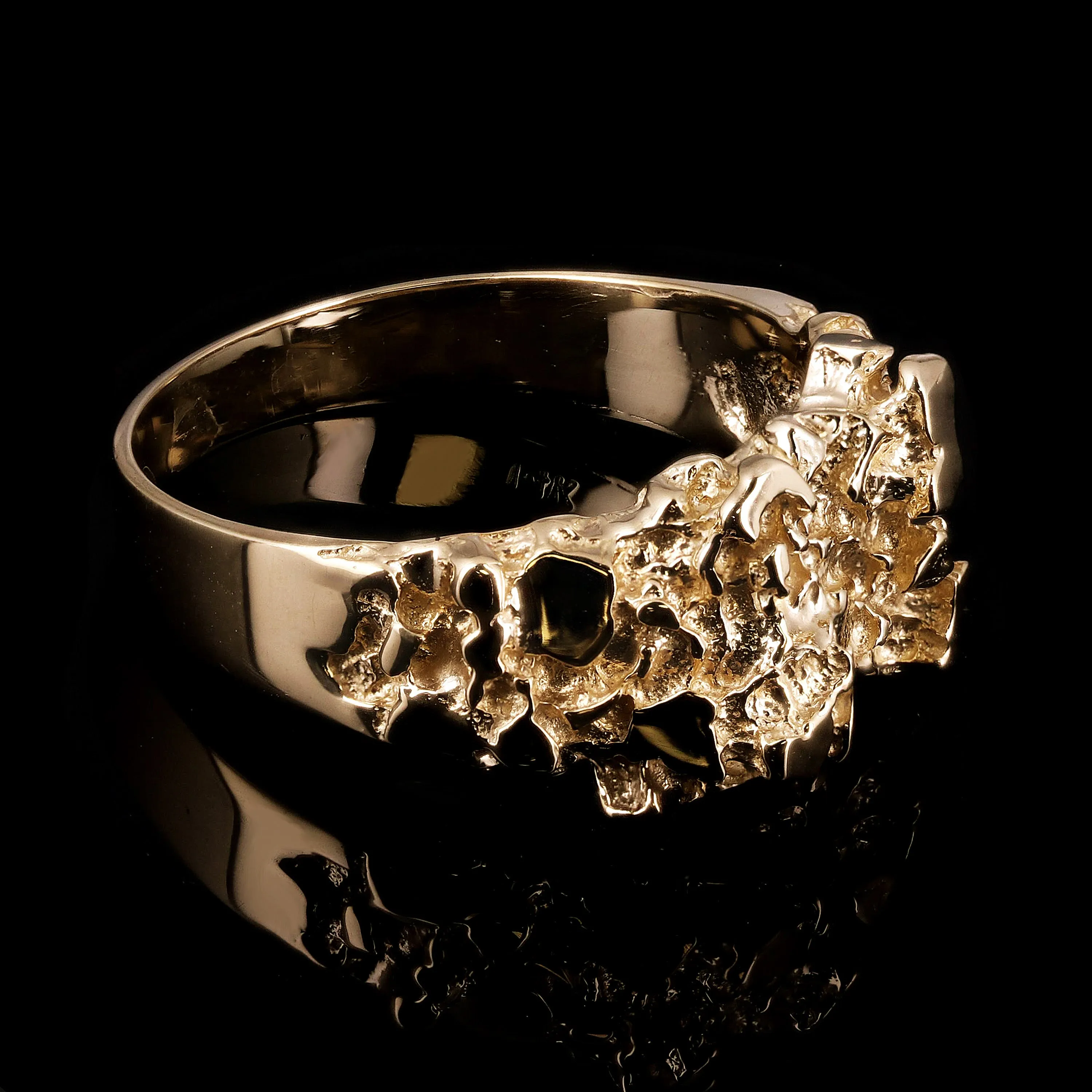 10k Yellow Gold Solid Chunky Nugget Ring 12mm Sizes 7 - 12