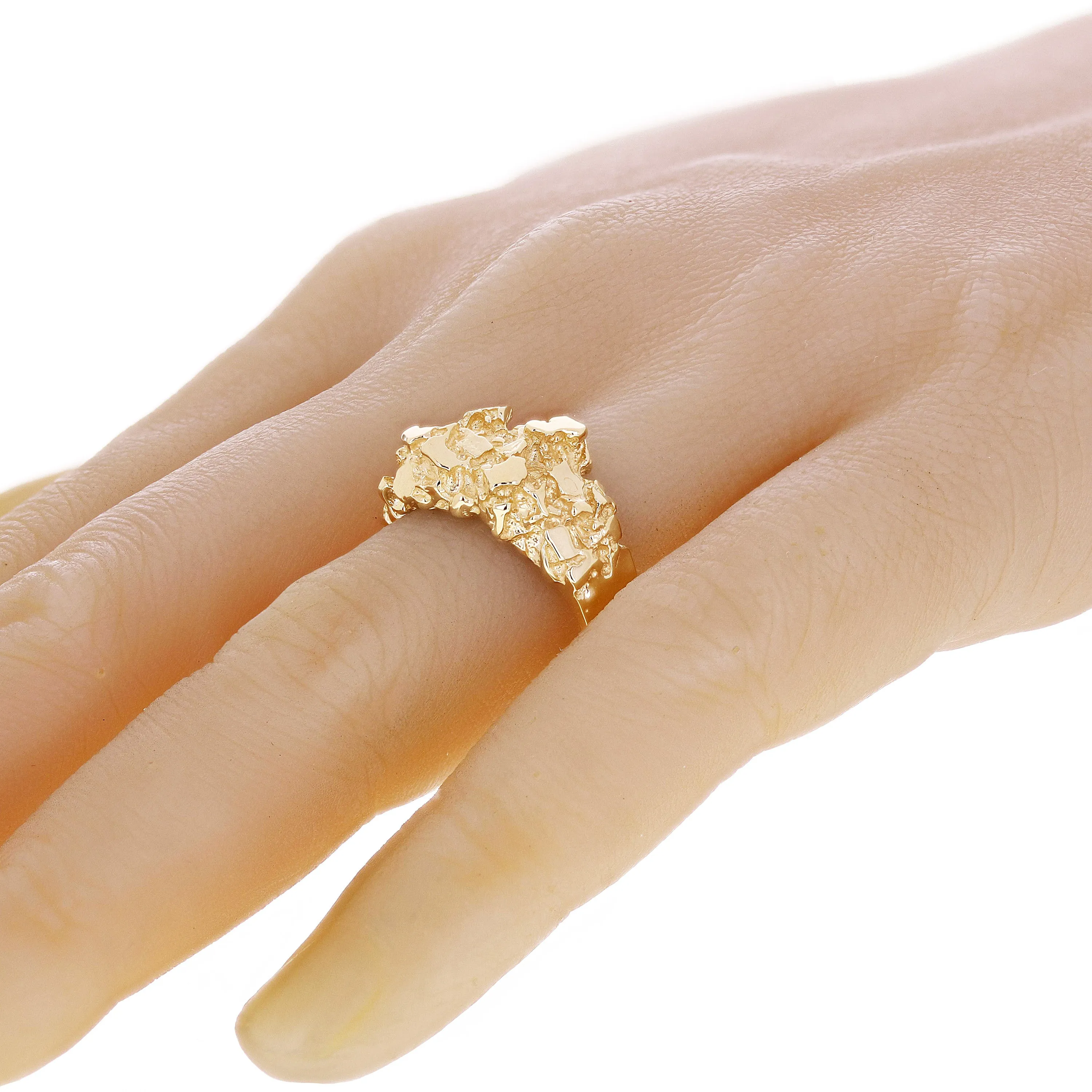 10k Yellow Gold Solid Chunky Nugget Ring 12mm Sizes 7 - 12