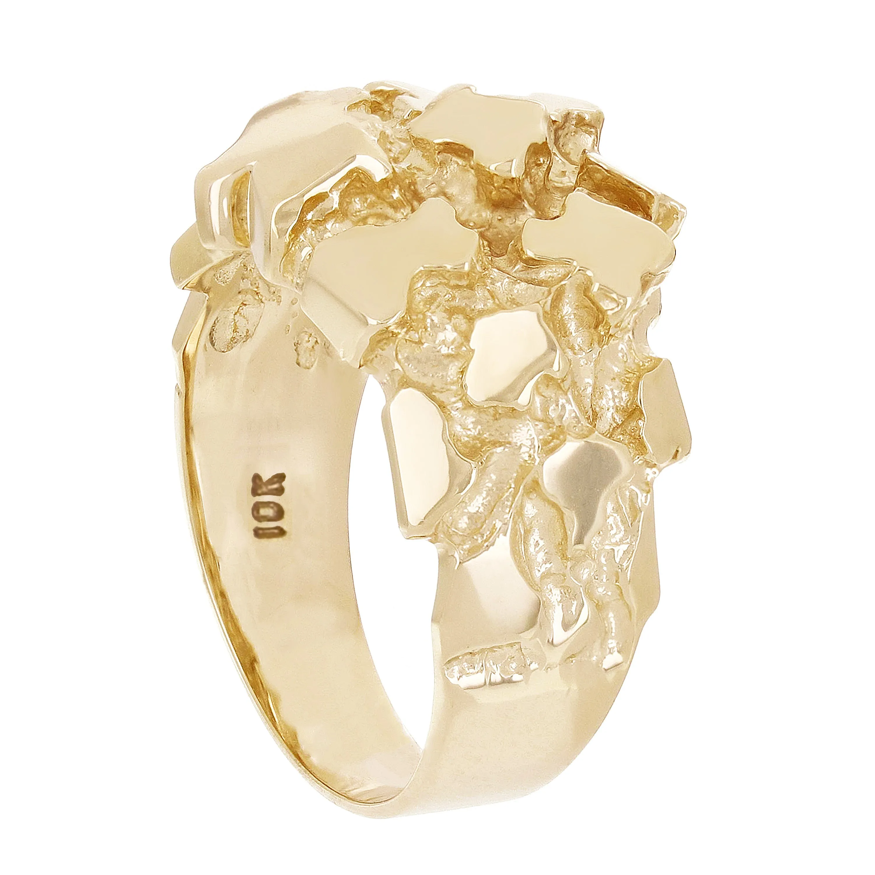 10k Yellow Gold Solid Chunky Nugget Ring 14.7mm Sizes 7 - 12