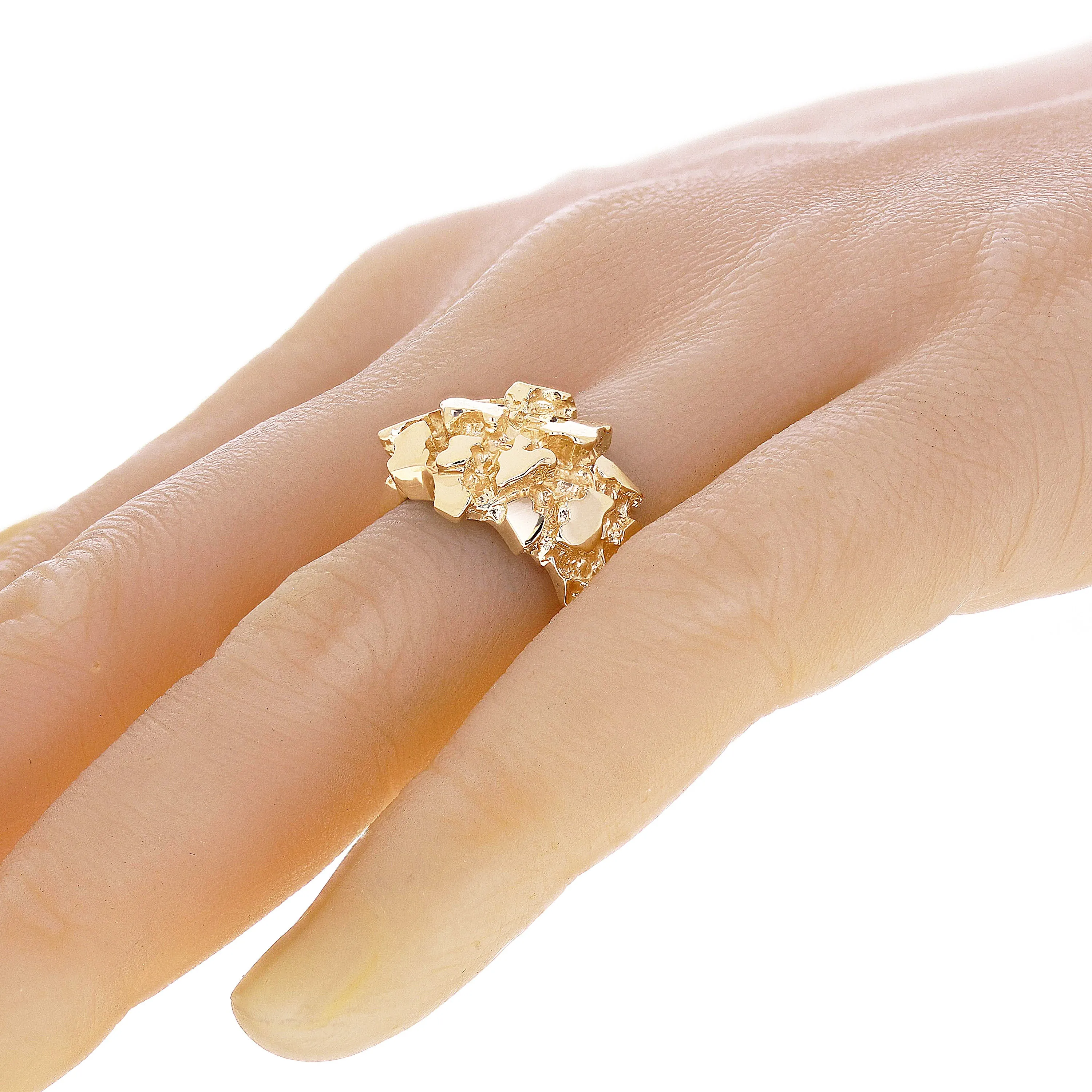 10k Yellow Gold Solid Chunky Nugget Ring 14.7mm Sizes 7 - 12
