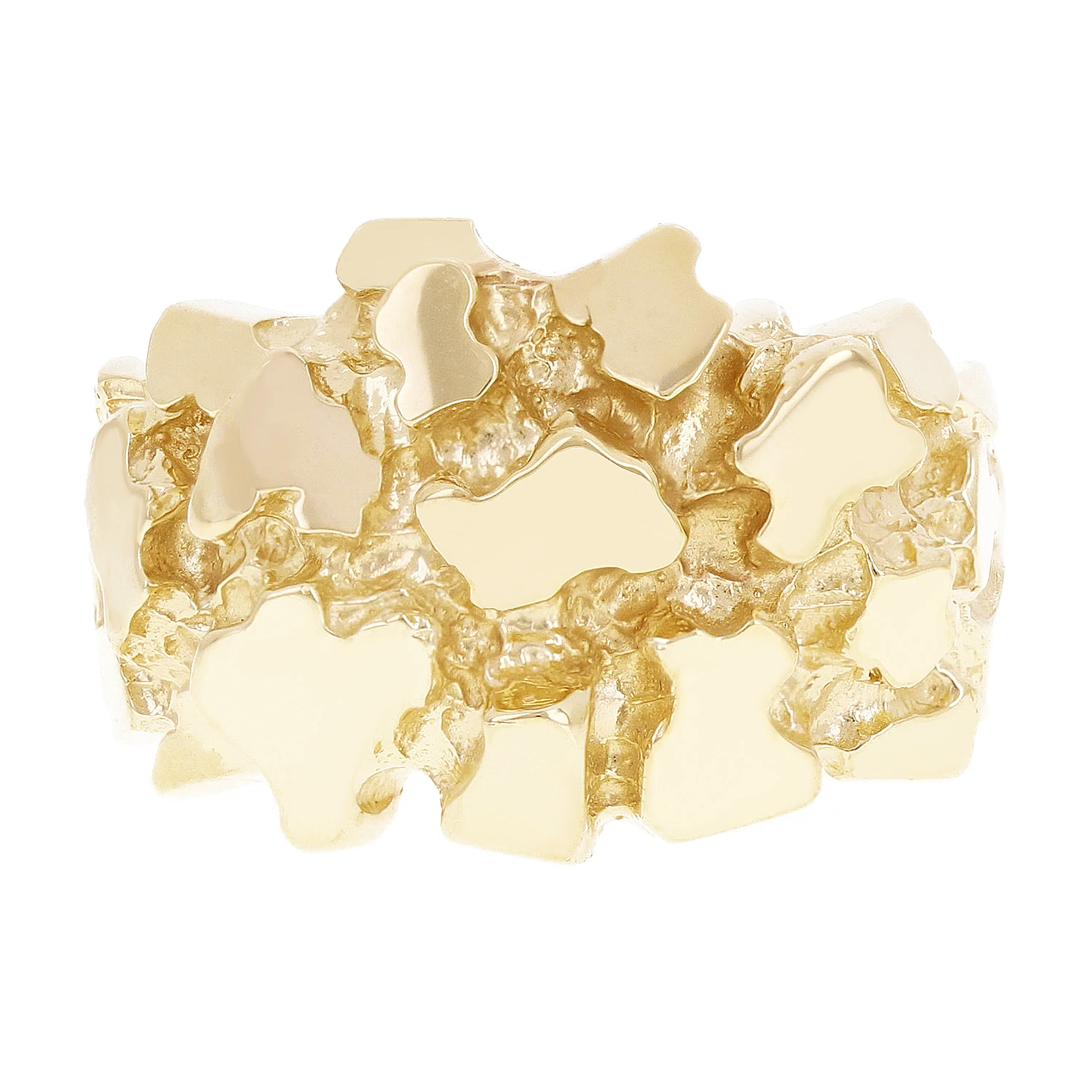 10k Yellow Gold Solid Chunky Nugget Ring 14.7mm Sizes 7 - 12