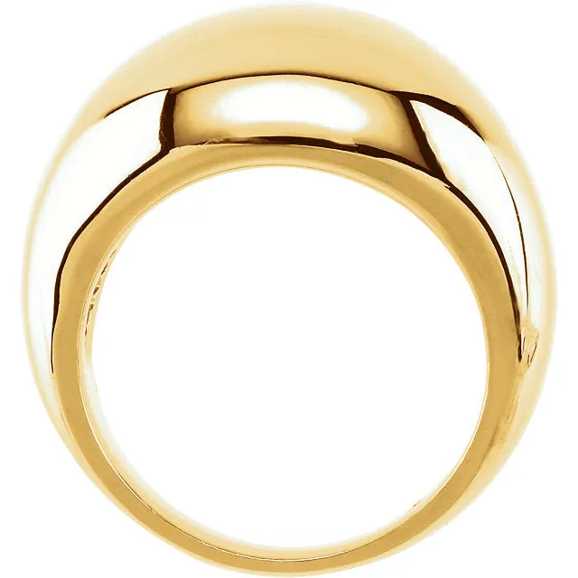 10KT Yellow Gold Polished Cigar Band Dome Ring 12mm