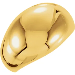 10KT Yellow Gold Polished Cigar Band Dome Ring 12mm