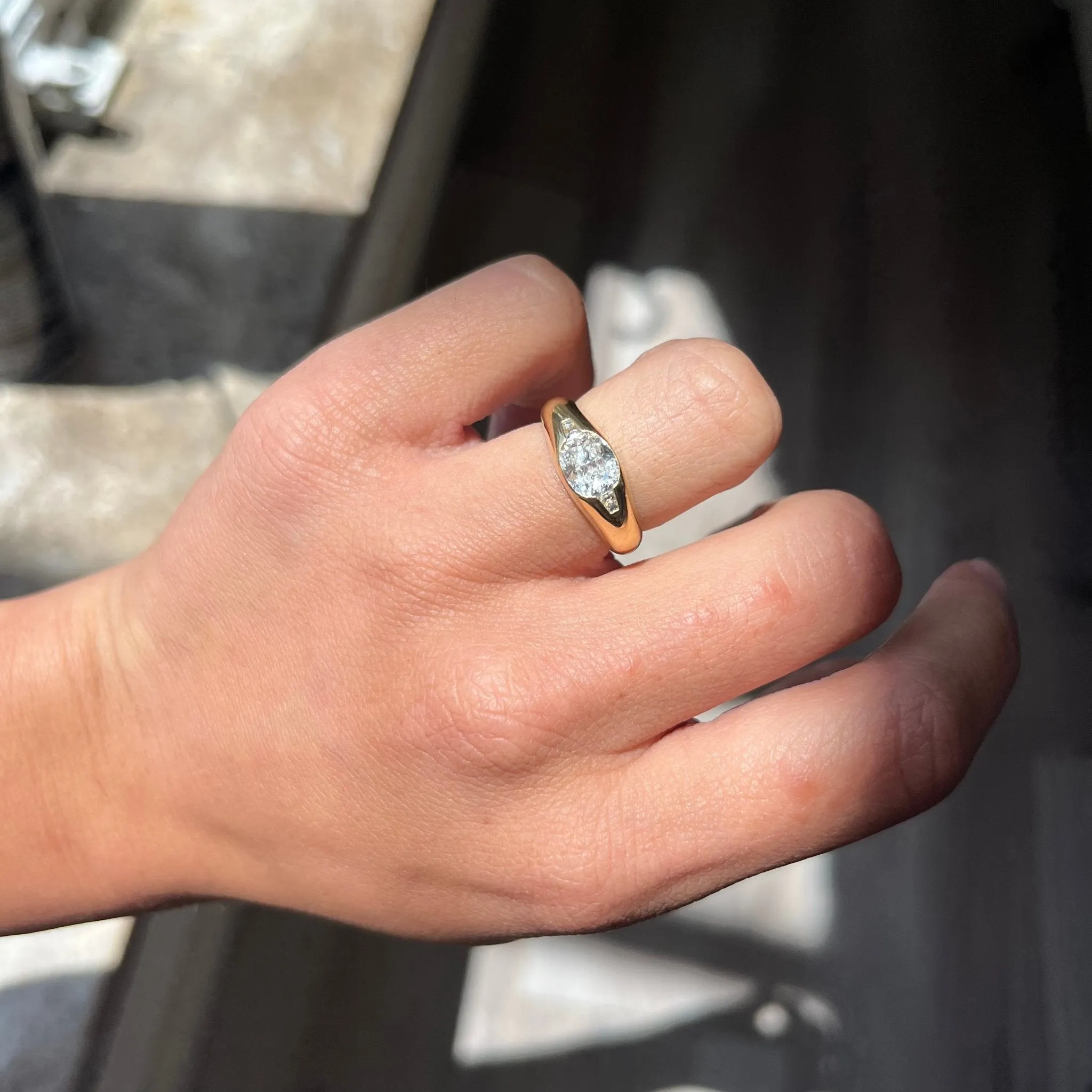 1.10ctw Oval Old Mine Cut Diamond Ring