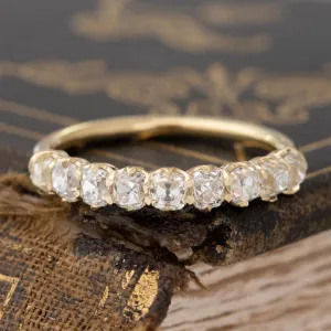 1.13ctw Old Mine Cut Diamond Half-Hoop 9-Stone Band
