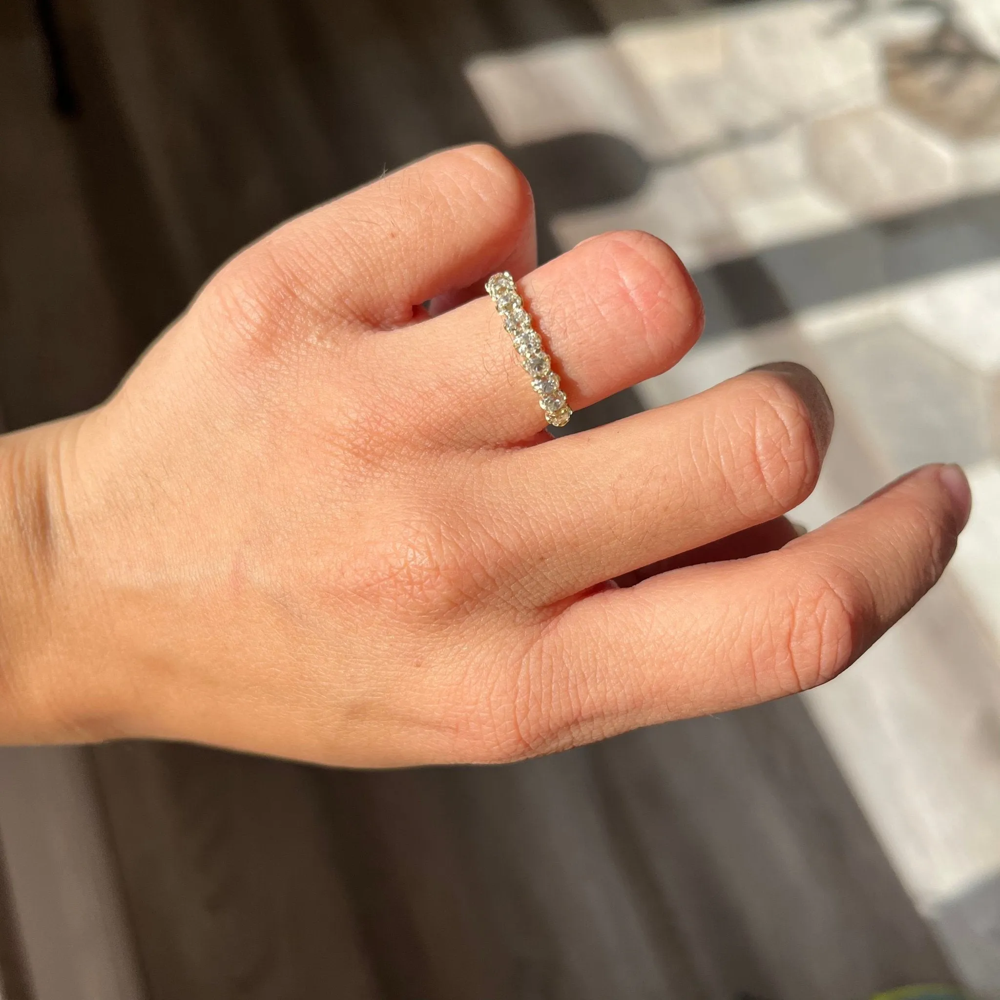 1.13ctw Old Mine Cut Diamond Half-Hoop 9-Stone Band