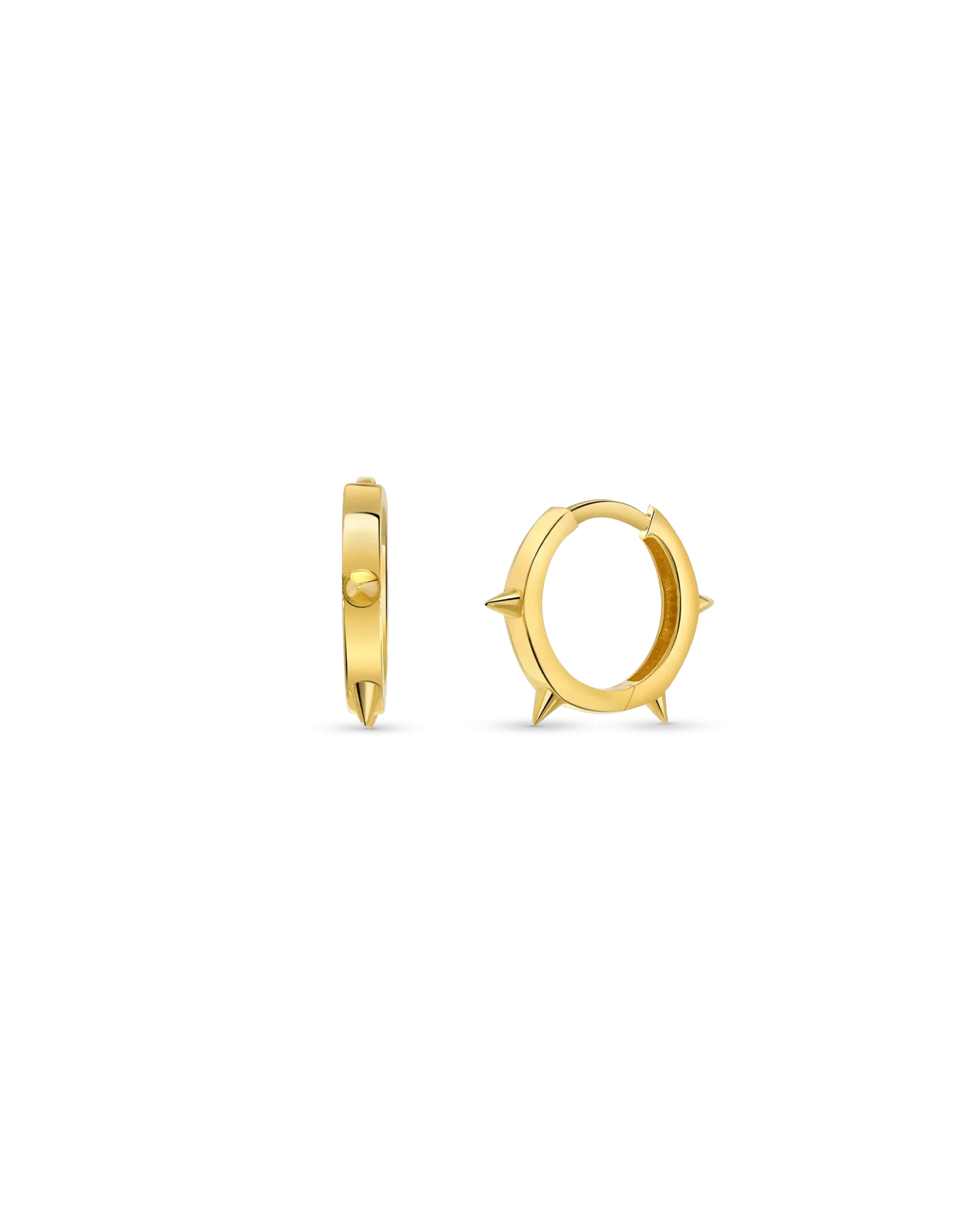 13MM Spiked Huggie Earrings | 10kt Yellow Gold