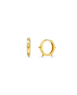 13MM Spiked Huggie Earrings | 10kt Yellow Gold