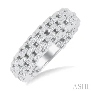 1/4 ctw Bold Cable Chain Inspired Round Cut Diamond Fashion Ring in 14K White Gold