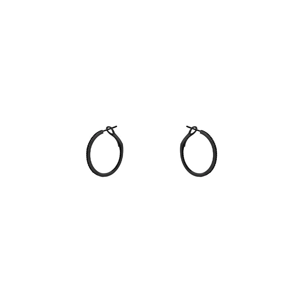 14 Karat White Gold Black Diamond hoops with Black Rhodium finish