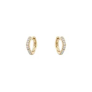 14 Karat Yellow Gold Square Diamond Huggie Earrings