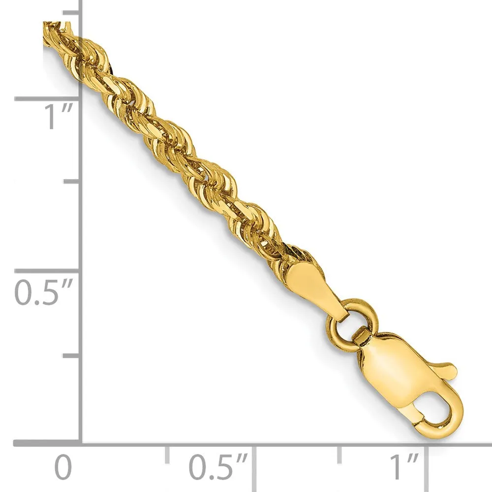14K 8 Inch 3mm Diamond-cut Quadruple Rope Lobster Clasp Chain