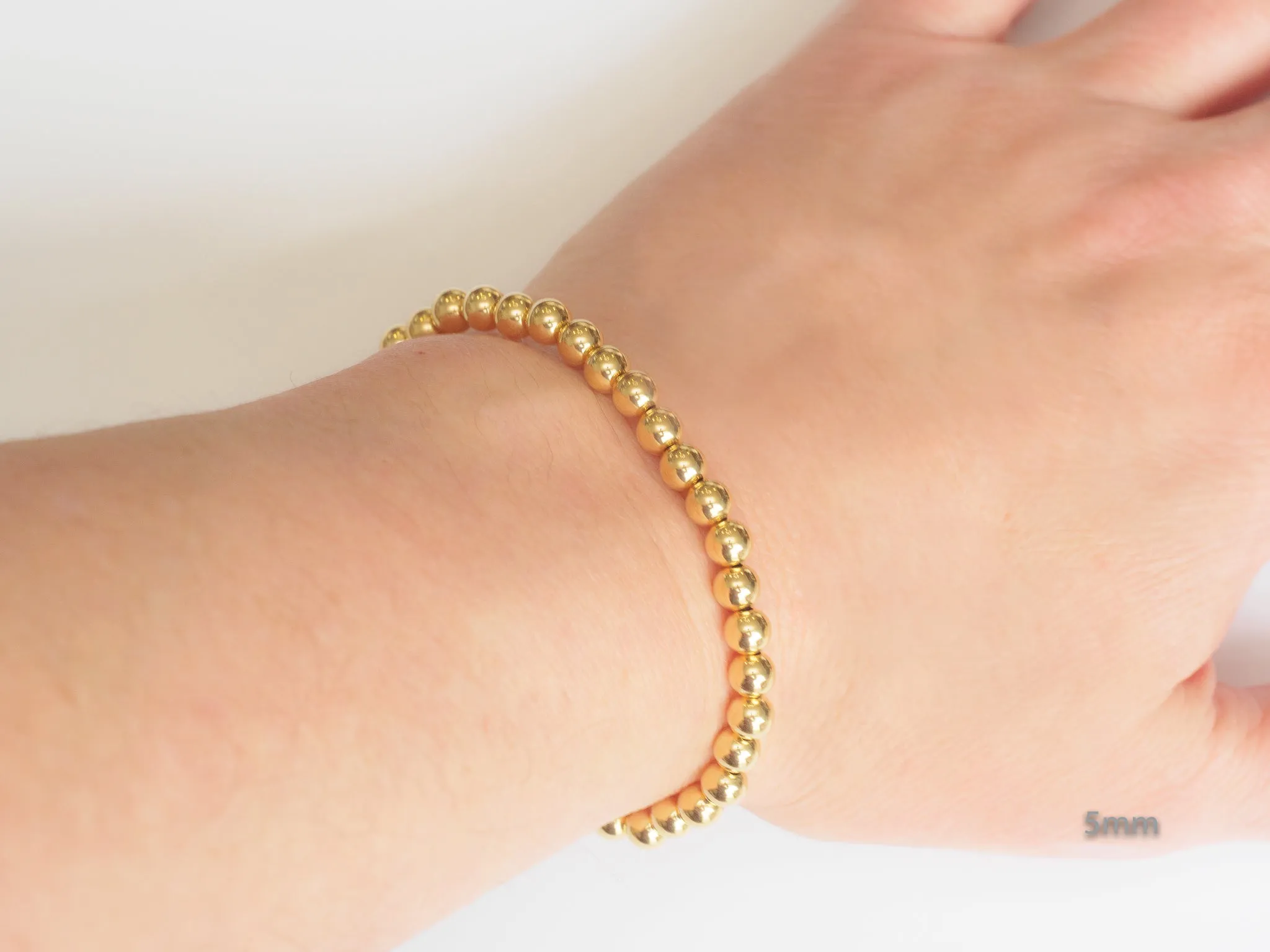 14k Gold Bead Stretch Bracelets, 3mm - 6mm, Men and Women's Bracelet