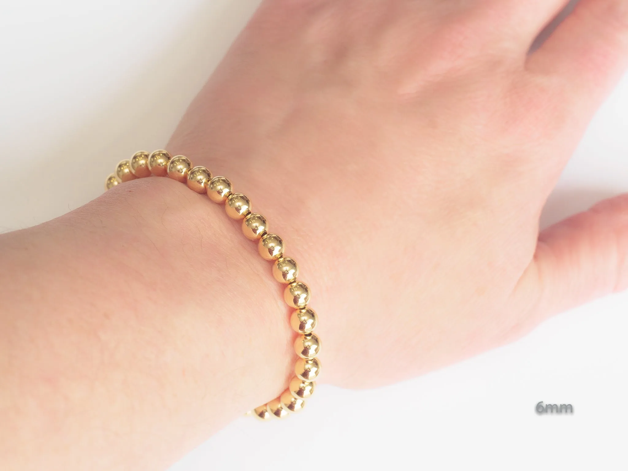 14k Gold Bead Stretch Bracelets, 3mm - 6mm, Men and Women's Bracelet