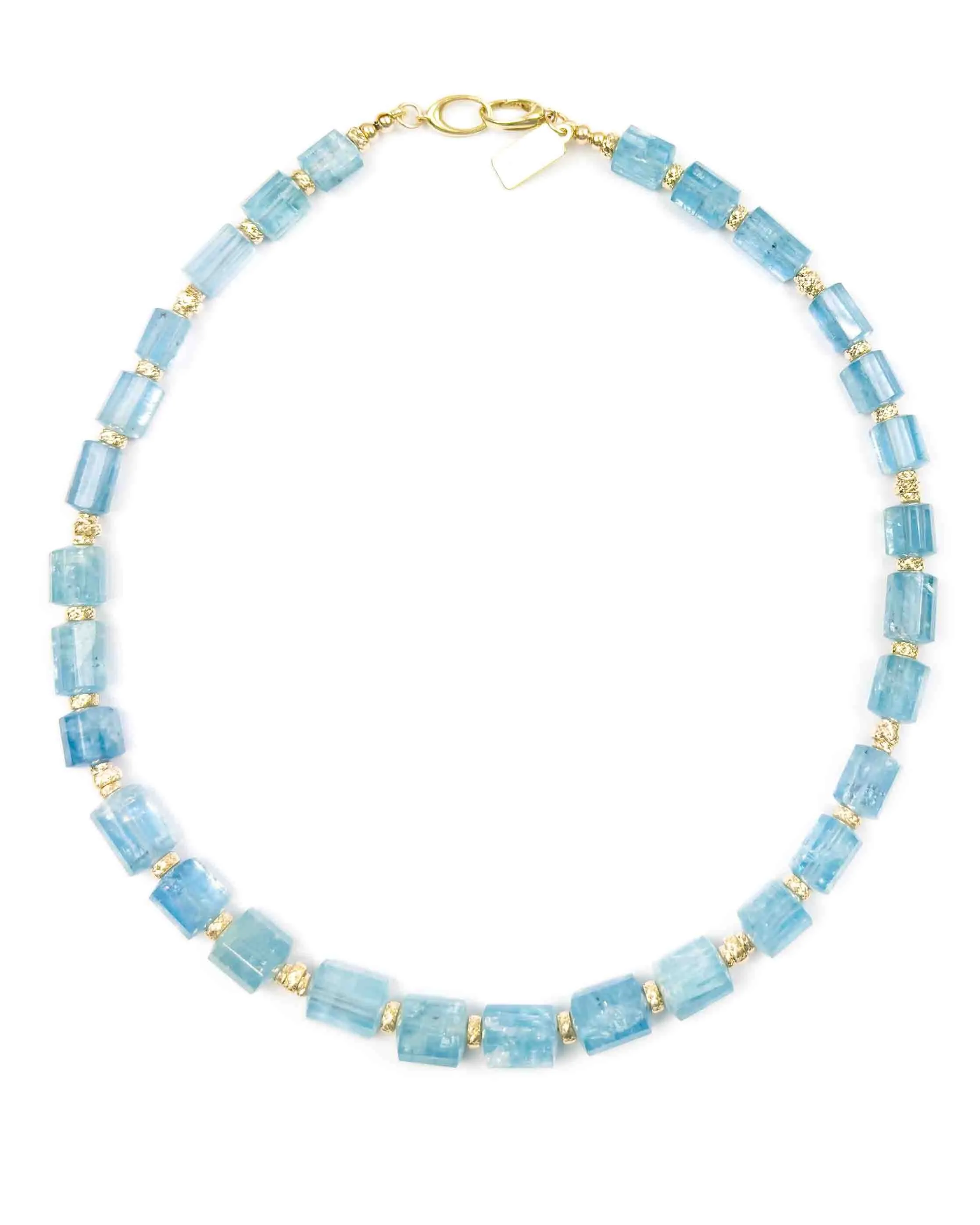 14k Gold Natural Brazilian Aquamarine Statement Necklace
