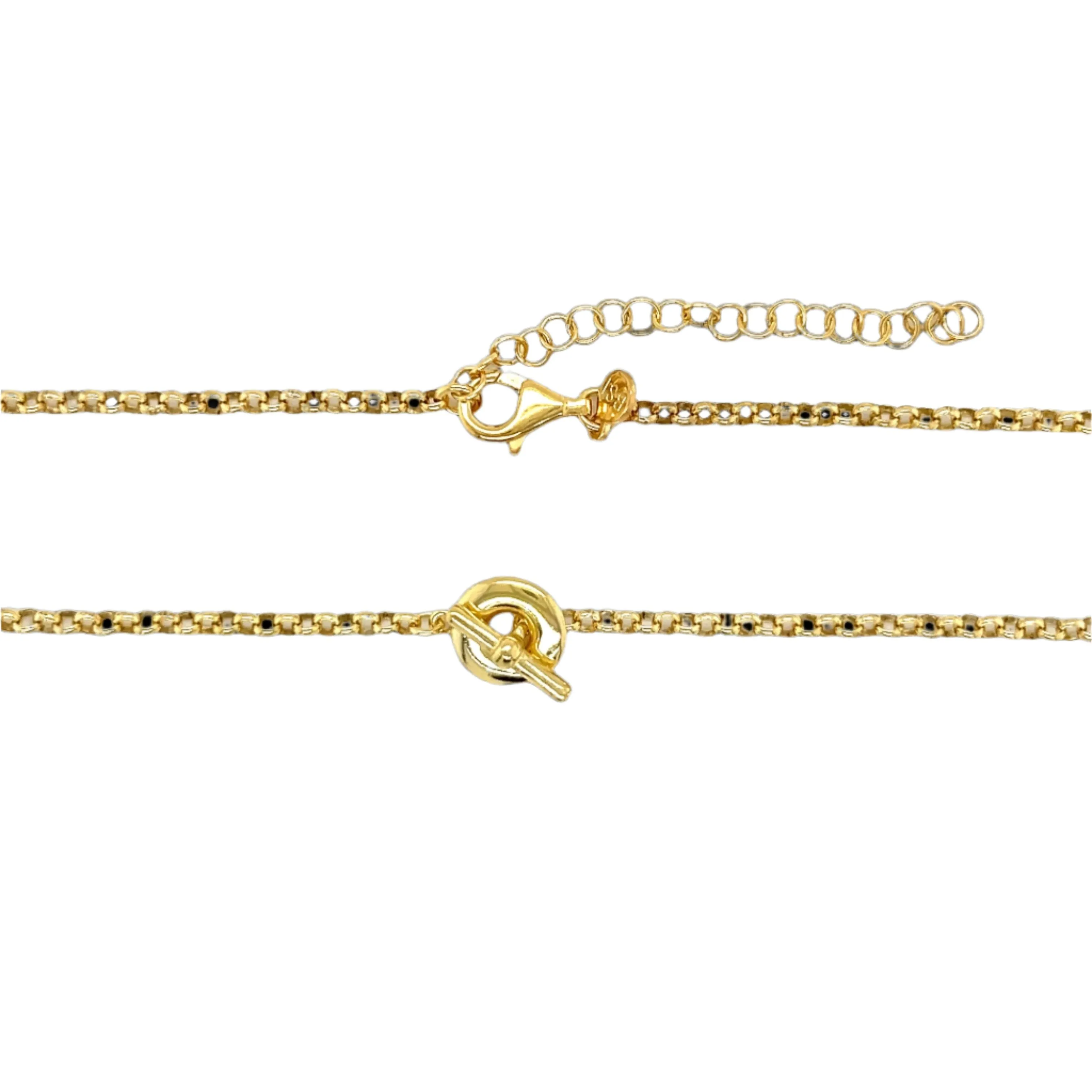 14K Gold Plated T-Bar Pendant Necklace