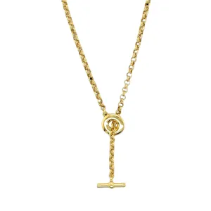 14K Gold Plated T-Bar Pendant Necklace
