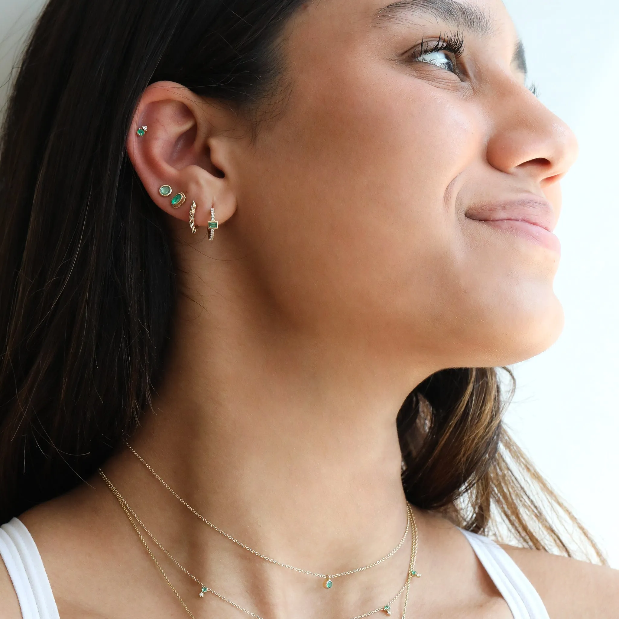 14k Gold Spiked Huggie Hoop