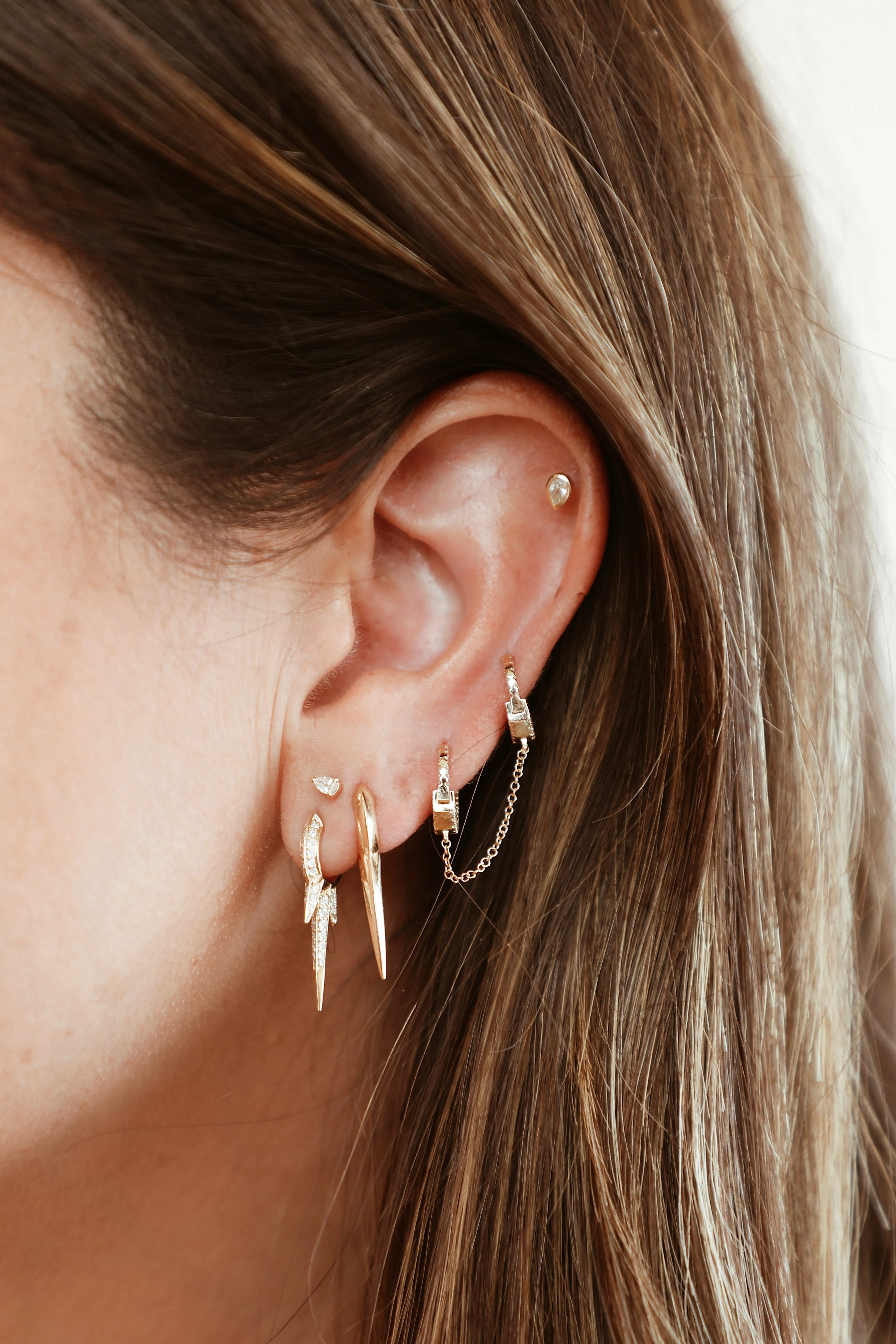 14k Gold Spiked Huggies