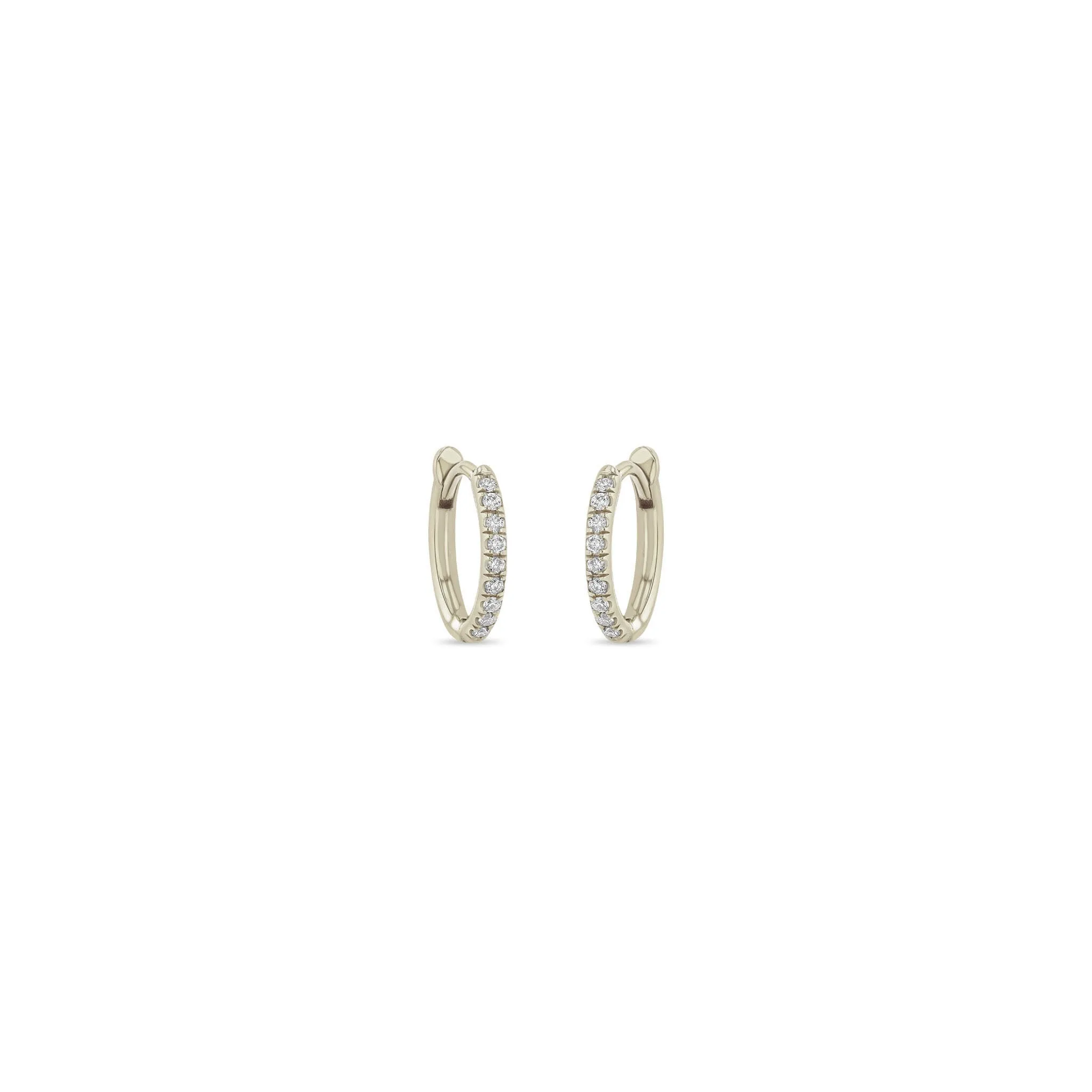 14k Pavé Diamond Hinge Huggie Hoops