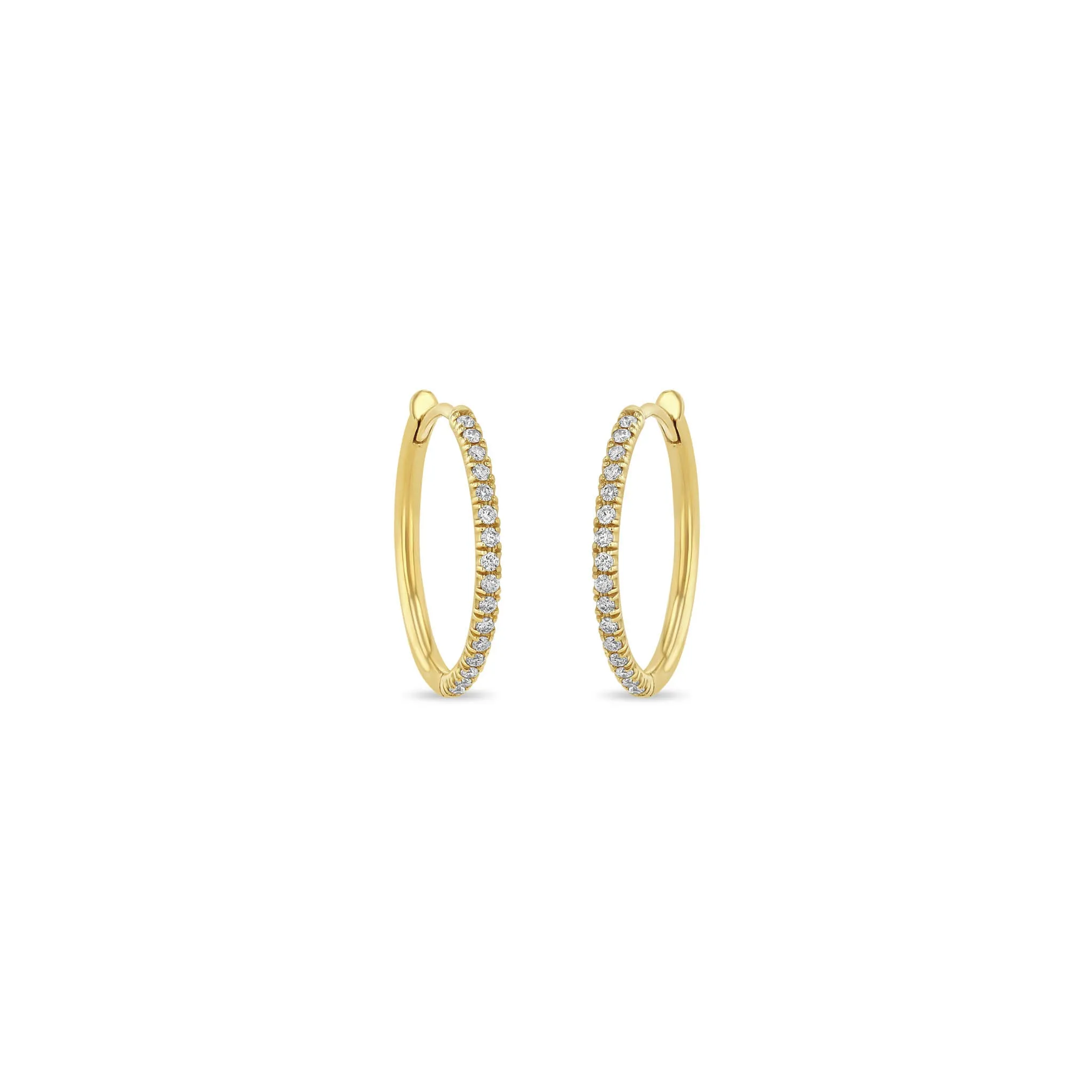 14k Pavé Diamond Hinge Huggie Hoops