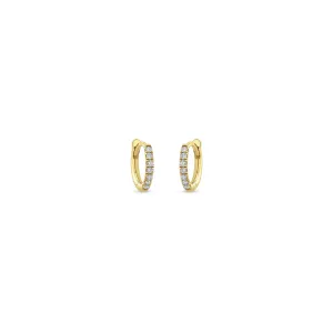 14k Pavé Diamond Hinge Huggie Hoops