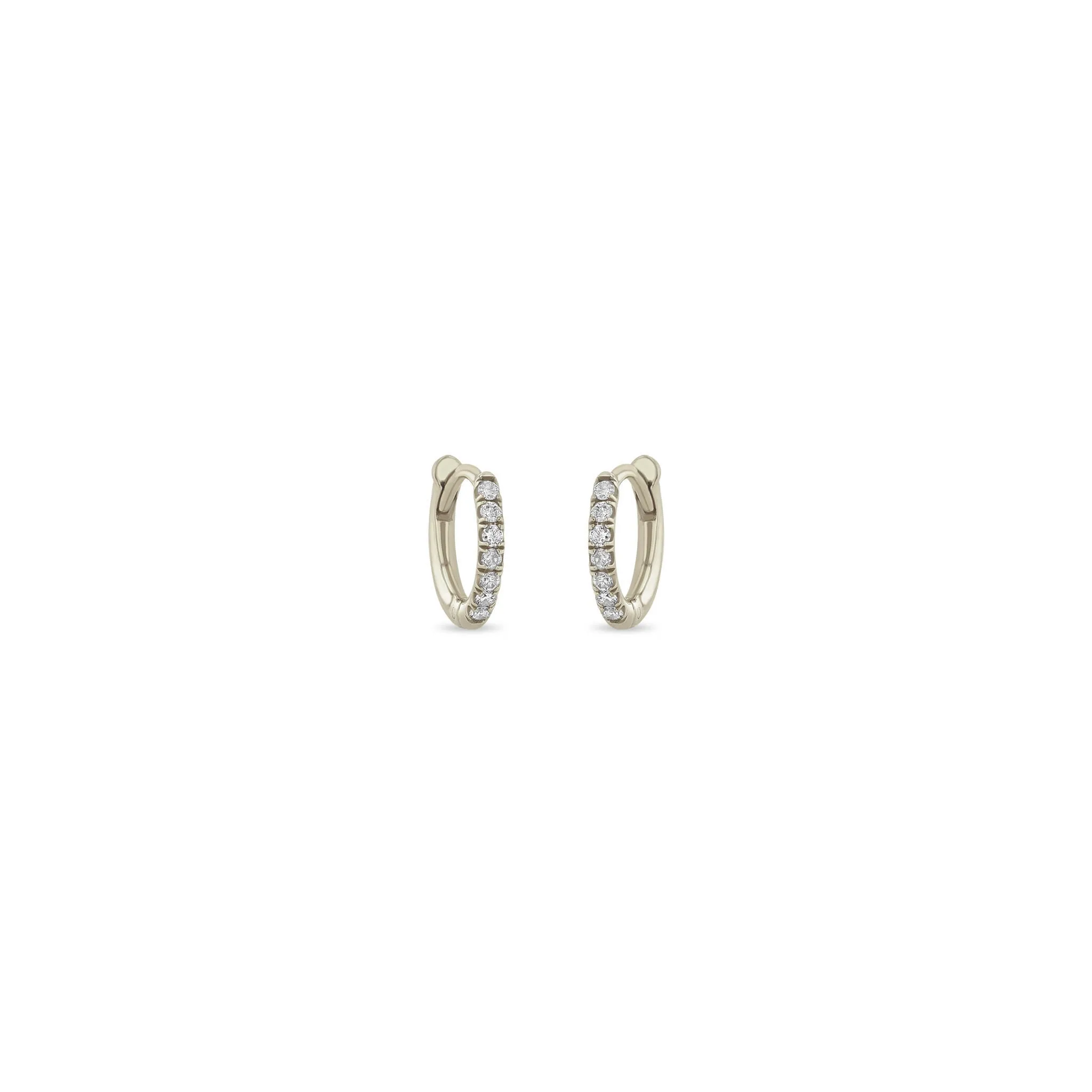 14k Pavé Diamond Hinge Huggie Hoops