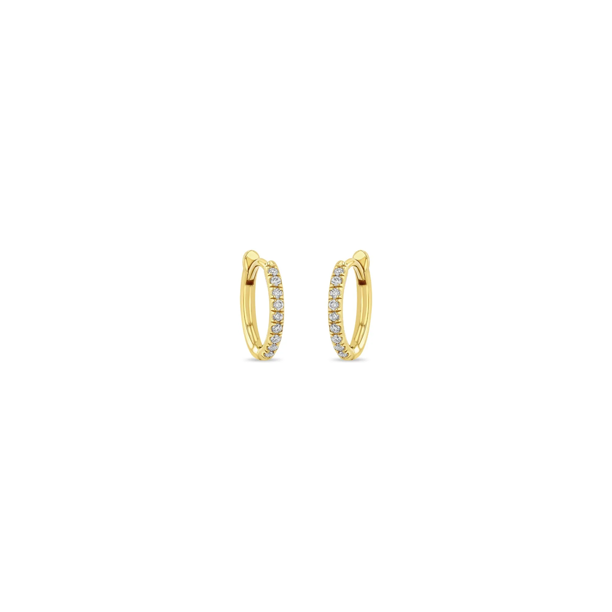 14k Pavé Diamond Hinge Huggie Hoops