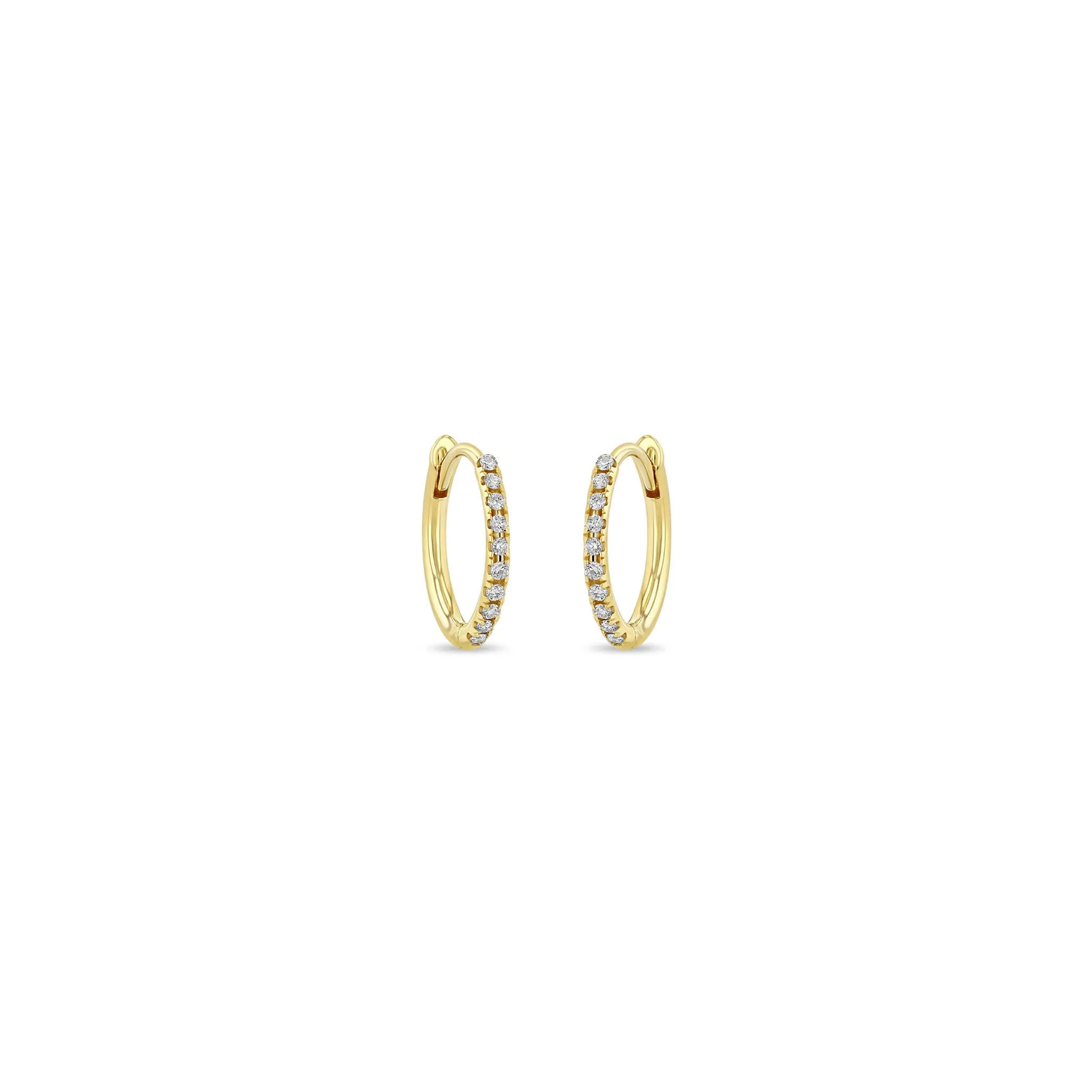 14k Pavé Diamond Hinge Huggie Hoops