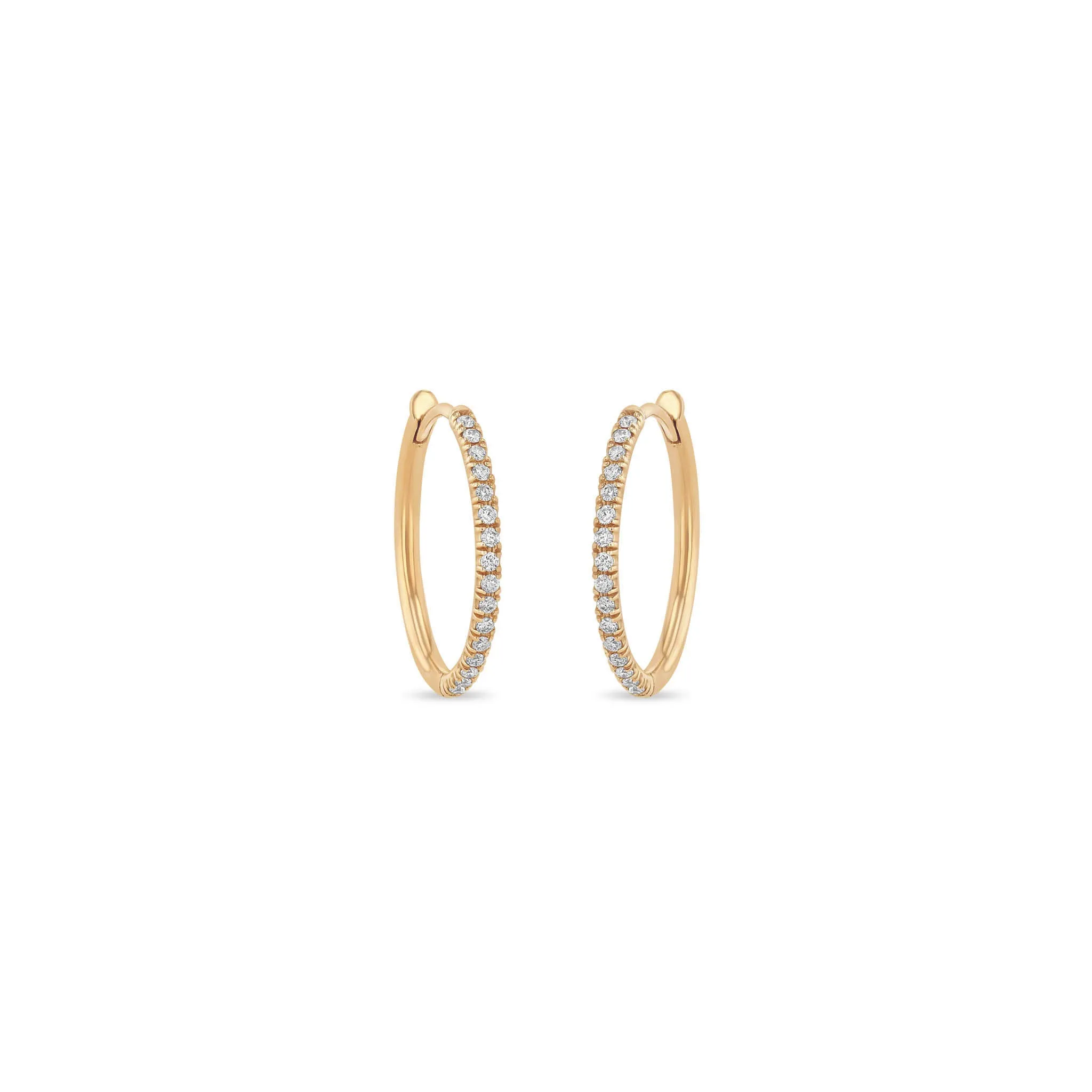 14k Pavé Diamond Hinge Huggie Hoops
