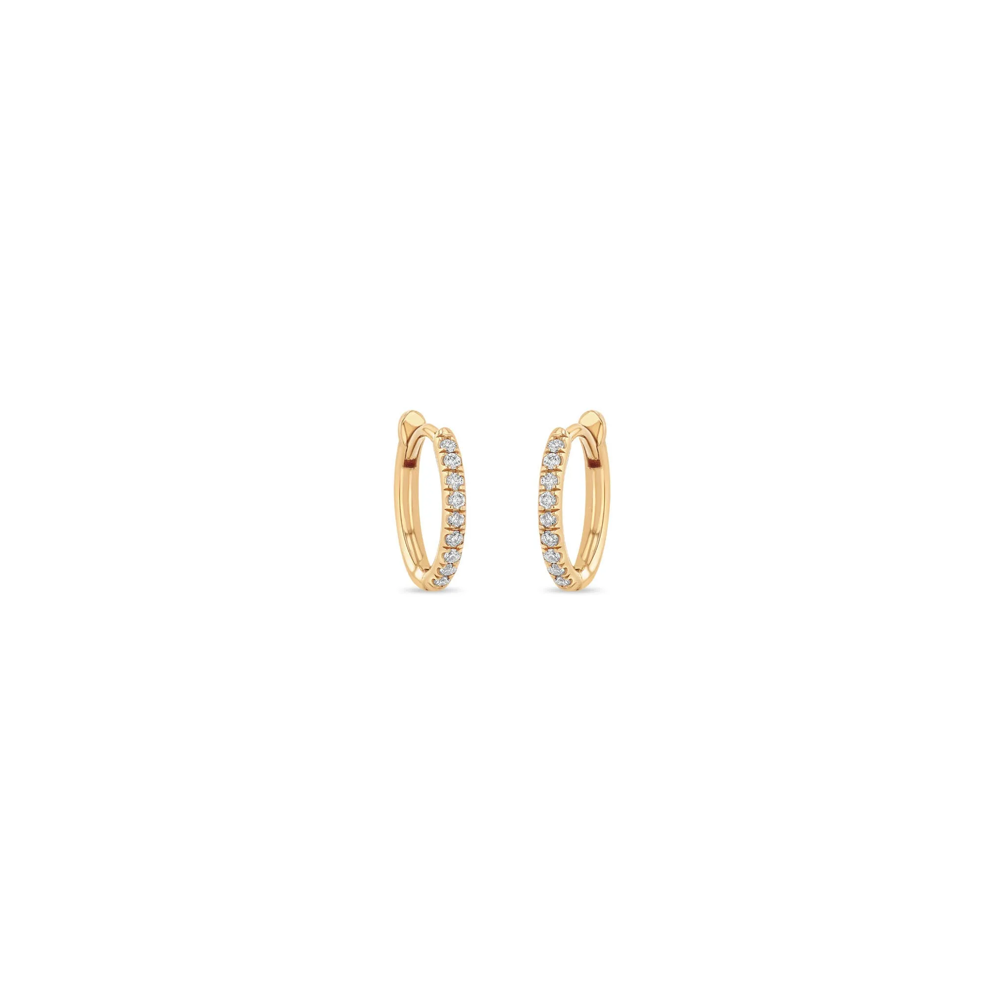 14k Pavé Diamond Hinge Huggie Hoops
