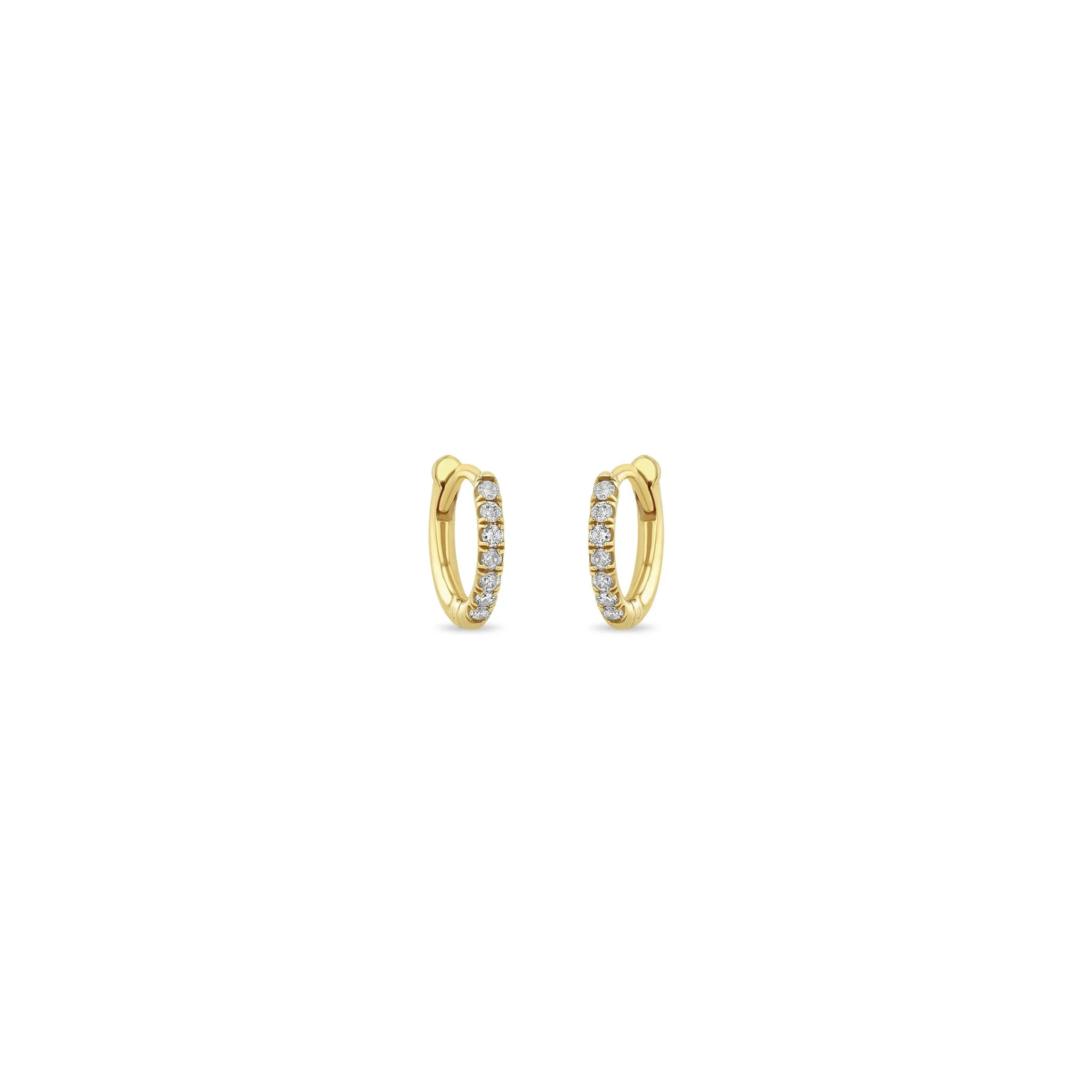 14k Pavé Diamond Hinge Huggie Hoops