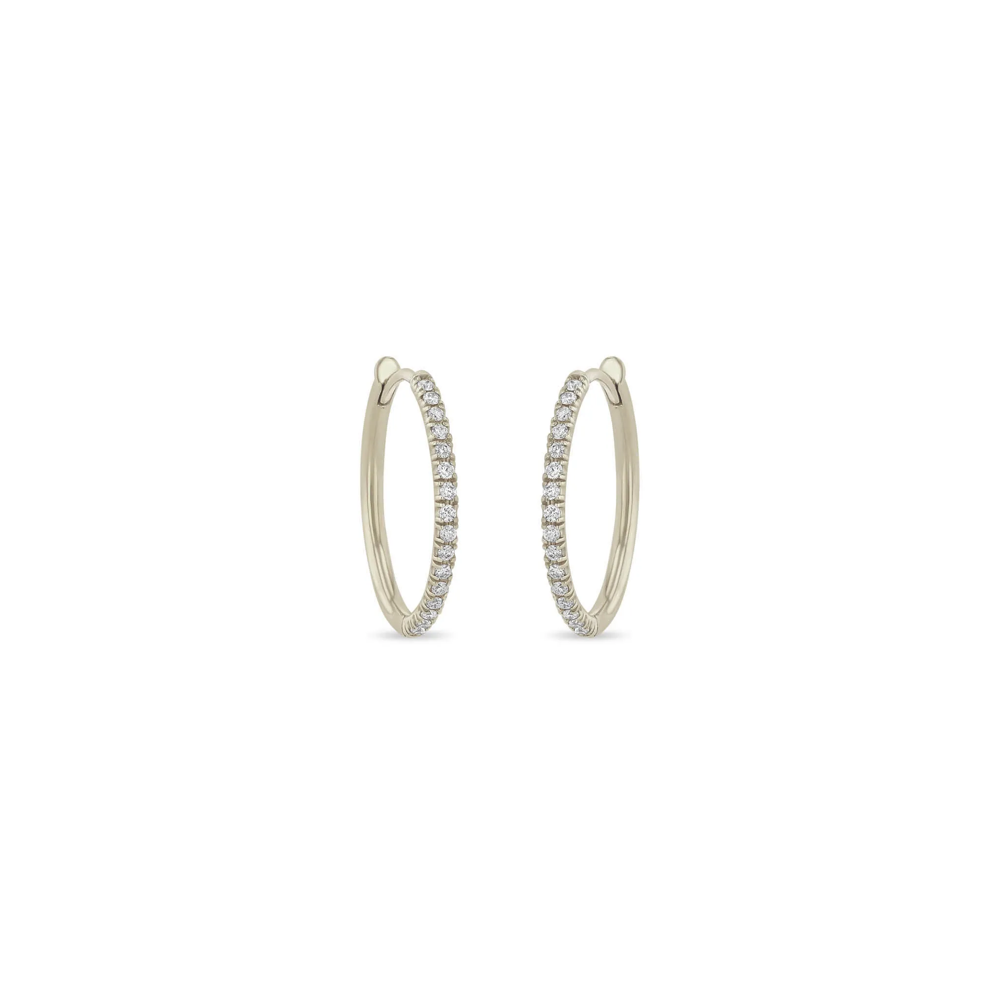 14k Pavé Diamond Hinge Huggie Hoops