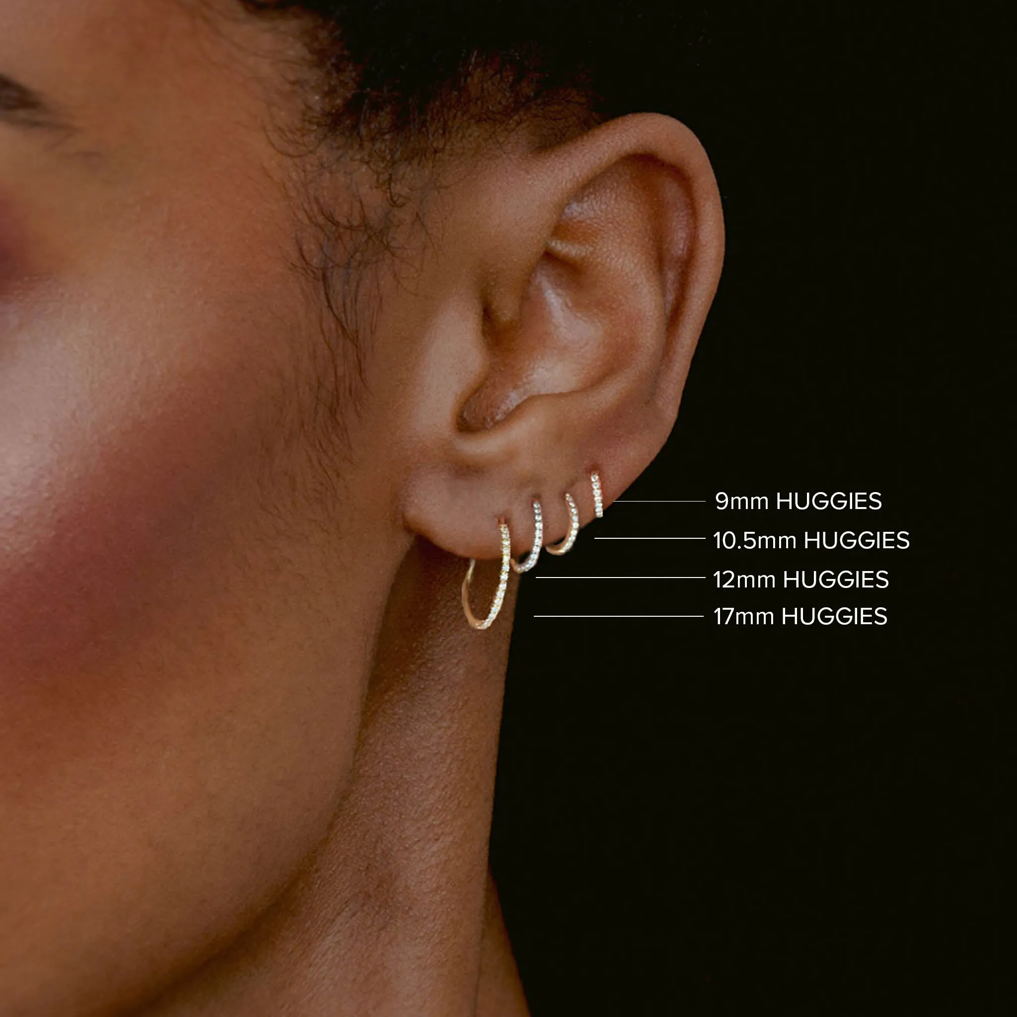 14k Pavé Diamond Hinge Huggie Hoops