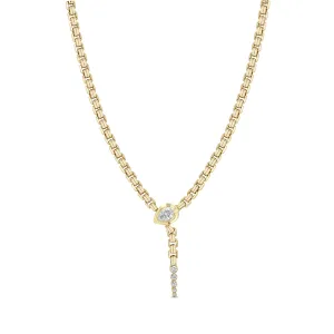 14k Pear Diamond Serpent Box Chain Necklace