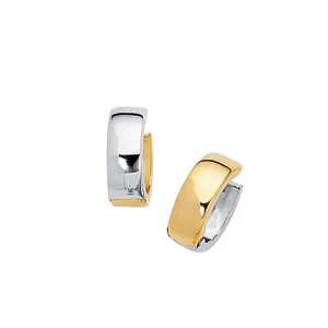 14k Solid Gold Cuddliest Two-Tone Huggie Earrings (3.2.gr.tw)