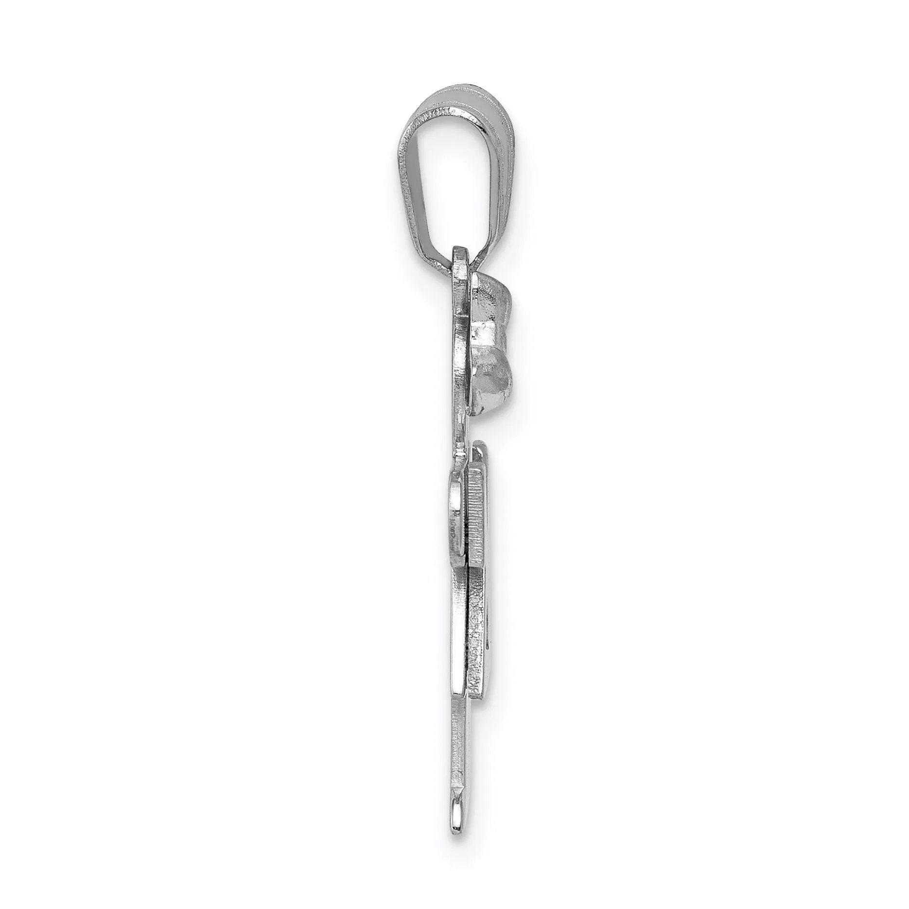 14k White Gold Diamond Girl With Bow Hugs Pendant