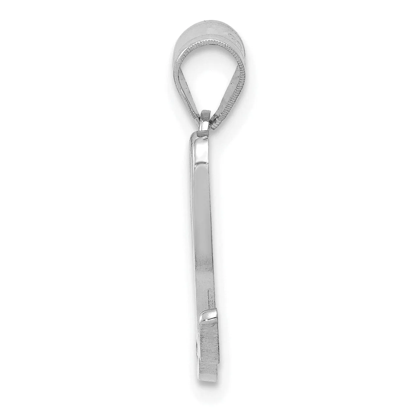 14K White Gold Medium Size Script Design Letter L Initial Charm Pendant