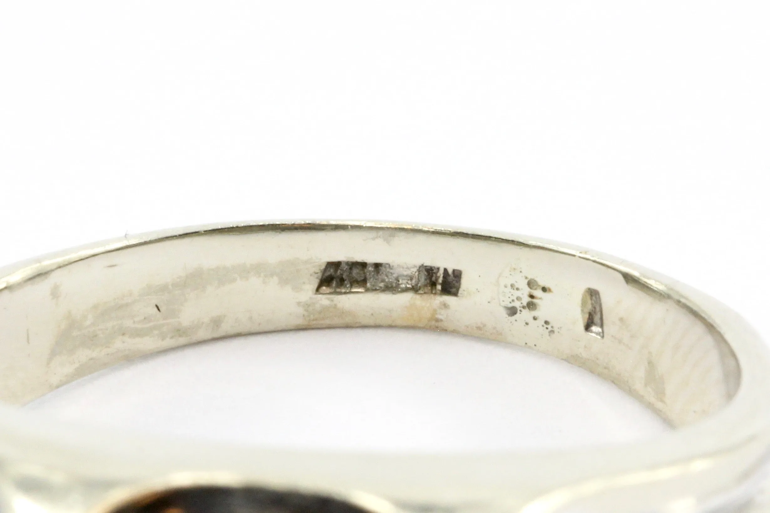 14K White Gold Retro Transition Cut Diamond Men's Ring c.1940's